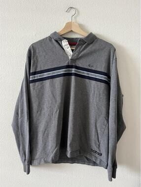 Vintage Plugg Y2K Striped Long Sleeve Polo Shirt M